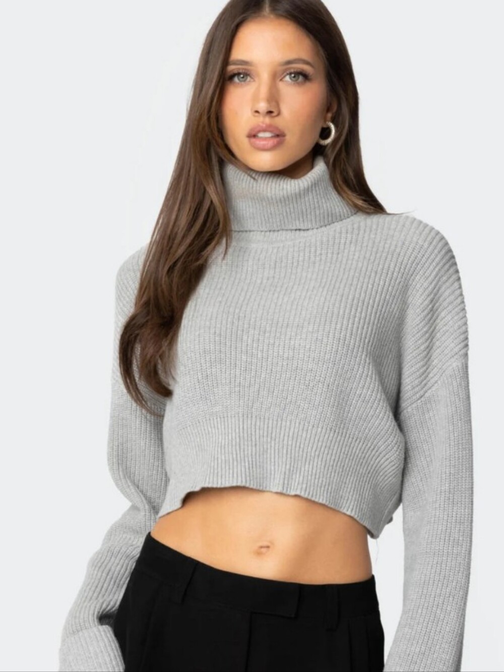 BooHoo women’s gray didn’t cropped turtleneck 8-10